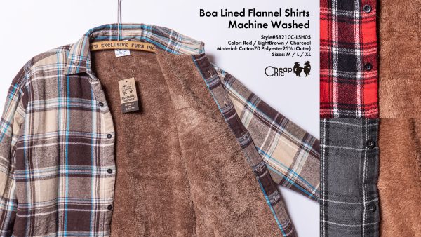 Boa Lined Flannel Shirts, Machine Washed