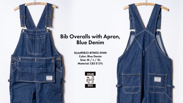 Bib Overalls with Apron, Blue Denim